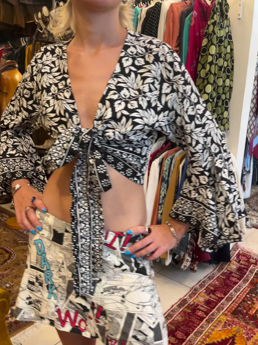 70s crop top tie up